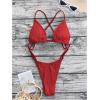 imageOYOANGLE Womens Sexy One Piece Swimsuit Criss Cross String Bikini Swimsuits Thong Bathing SuitsDeep Red