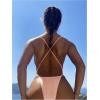 imageOYOANGLE Womens Sexy One Piece Swimsuit Criss Cross String Bikini Swimsuits Thong Bathing SuitsDusty Pink
