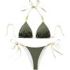 imageOYOANGLE Womens 2 Piece Bikini Sets Halter Triangle Backless High Cut Swimsuits Tie Side Bathing SuitsGreen