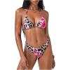 imageOYOANGLE Womens 2 Piece Swimsuit Leopard Print Halter Neck Tie Back Bathing Suit Triangle Bikini SetMulticolor