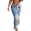 imageOYOANGLE Womens Graphic Print Swimsuit Cover Up Skirts High Waist Long Bikini Wraps Sarong Bathing SuitBlue
