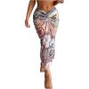 imageOYOANGLE Womens Graphic Print Swimsuit Cover Up Skirts High Waist Long Bikini Wraps Sarong Bathing SuitMulticolor