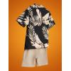 imageOYOANGLE Boys 2 Piece Outfits Hawaii Vacation Paisley Print Button Down Shirt and Shorts SetBlack Tropical
