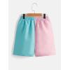 imageOYOANGLE Boys Colorblock Letter Drawstring Waist Straight Leg Shorts with PocketsPink Blue