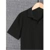 imageOYOANGLE Boys Short Sleeve Collar Neck Cable Knitted Solid Plain Golf Uniform ShirtBlack