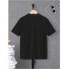 imageOYOANGLE Boys Short Sleeve Collar Neck Cable Knitted Solid Plain Golf Uniform ShirtBlack