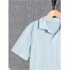 imageOYOANGLE Boys Short Sleeve Collar Neck Cable Knitted Solid Plain Golf Uniform ShirtBlue
