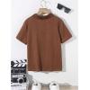 imageOYOANGLE Boys Short Sleeve Collar Neck Cable Knitted Solid Plain Golf Uniform ShirtBrown