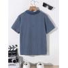 imageOYOANGLE Boys Short Sleeve Collar Neck Cable Knitted Solid Plain Golf Uniform ShirtDusty Blue
