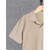 imageOYOANGLE Boys Short Sleeve Collar Neck Cable Knitted Solid Plain Golf Uniform ShirtKhaki