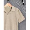 imageOYOANGLE Boys Short Sleeve Collar Neck Cable Knitted Solid Plain Golf Uniform ShirtKhaki