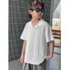 imageOYOANGLE Boys Short Sleeve Collar Neck Cable Knitted Solid Plain Golf Uniform ShirtWhite
