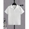 imageOYOANGLE Boys Short Sleeve Collar Neck Cable Knitted Solid Plain Golf Uniform ShirtWhite