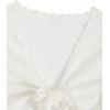 imageOYOANGLE Girls 2 Piece Outfits Bow Knot Floral Print Short Sleeve Tie Front Top Sleeveless Cute Cami Dresses SetsOrange Floral