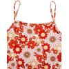imageOYOANGLE Girls 2 Piece Outfits Bow Knot Floral Print Short Sleeve Tie Front Top Sleeveless Cute Cami Dresses SetsOrange Floral