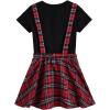imageOYOANGLE Girls 2 Piece Outfits TShirt ampamp Overall Skirt Set Clothing SetsBlack and Red
