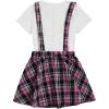 imageOYOANGLE Girls 2 Piece Outfits TShirt ampamp Overall Skirt Set Clothing SetsRed and Black
