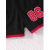 imageOYOANGLE Girls 3 Piece Outfit Letter Graphic Basketball Tank Top and Track Shorts with Crop TopBlack Red