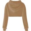 imageOYOANGLE Girls Long Sleeve Drop Shoulder High Low Asymmetrical Hem Crop Hoodie TopKhaki