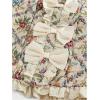 imageOYOANGLE Womens Bow Front Bustier Corset Floral Print Lace Trim Strapless Vintage Bandeau Crop TopsApricot