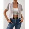 imageOYOANGLE Womens Button Down Lapel Neck Crop Jackets Short Sleeve Business BlazersLight Grey