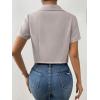 imageOYOANGLE Womens Button Down Lapel Neck Crop Jackets Short Sleeve Business BlazersLight Grey