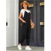 imageOYOANGLE Womens Causal Sleeveless Harem Leg Suspender Cami Jumpsuit Long Romper with PocketsBlack
