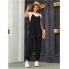 imageOYOANGLE Womens Causal Sleeveless Harem Leg Suspender Cami Jumpsuit Long Romper with PocketsBlack