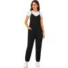 imageOYOANGLE Womens Causal Sleeveless Harem Leg Suspender Cami Jumpsuit Long Romper with PocketsBlack
