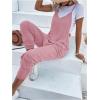 imageOYOANGLE Womens Causal Sleeveless Harem Leg Suspender Cami Jumpsuit Long Romper with PocketsDeep Pink
