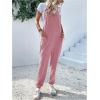 imageOYOANGLE Womens Causal Sleeveless Harem Leg Suspender Cami Jumpsuit Long Romper with PocketsDeep Pink