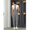 imageOYOANGLE Womens Causal Sleeveless Harem Leg Suspender Cami Jumpsuit Long Romper with PocketsGrey