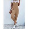 imageOYOANGLE Womens Causal Sleeveless Harem Leg Suspender Cami Jumpsuit Long Romper with PocketsLight Brown