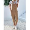 imageOYOANGLE Womens Causal Sleeveless Harem Leg Suspender Cami Jumpsuit Long Romper with PocketsLight Brown