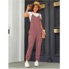 imageOYOANGLE Womens Causal Sleeveless Harem Leg Suspender Cami Jumpsuit Long Romper with PocketsPink