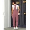 imageOYOANGLE Womens Causal Sleeveless Harem Leg Suspender Cami Jumpsuit Long Romper with PocketsPink