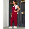imageOYOANGLE Womens Causal Sleeveless Harem Leg Suspender Cami Jumpsuit Long Romper with PocketsRed