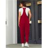 imageOYOANGLE Womens Causal Sleeveless Harem Leg Suspender Cami Jumpsuit Long Romper with PocketsRed