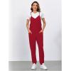 imageOYOANGLE Womens Causal Sleeveless Harem Leg Suspender Cami Jumpsuit Long Romper with PocketsRed