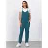imageOYOANGLE Womens Causal Sleeveless Harem Leg Suspender Cami Jumpsuit Long Romper with PocketsTeal Blue