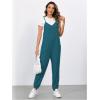 imageOYOANGLE Womens Causal Sleeveless Harem Leg Suspender Cami Jumpsuit Long Romper with PocketsTeal Blue