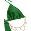 imageOYOANGLE Womens Chain Linked Cut Out Halter One Piece Swimsuit Tummy Control Bathing SuitArmy Green