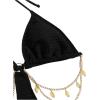 imageOYOANGLE Womens Chain Linked Cut Out Halter One Piece Swimsuit Tummy Control Bathing SuitBlack