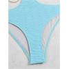 imageOYOANGLE Womens Chain Linked Cut Out Halter One Piece Swimsuit Tummy Control Bathing SuitBlue
