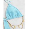 imageOYOANGLE Womens Chain Linked Cut Out Halter One Piece Swimsuit Tummy Control Bathing SuitBlue