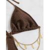 imageOYOANGLE Womens Chain Linked Cut Out Halter One Piece Swimsuit Tummy Control Bathing SuitChocolate Brown