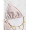 imageOYOANGLE Womens Chain Linked Cut Out Halter One Piece Swimsuit Tummy Control Bathing SuitPink