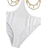 imageOYOANGLE Womens Chain Linked Cut Out Halter One Piece Swimsuit Tummy Control Bathing SuitWhite