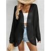 imageOYOANGLE Womens Chiffon Sheer Long Sleeve Open Front Cardigan See Through Casual Outerwear CoatBlack