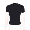 imageOYOANGLE Womens Crew Neck Short Sleeve T Shirt Solid Slim Fit Casual Basic Tee TopsBlack